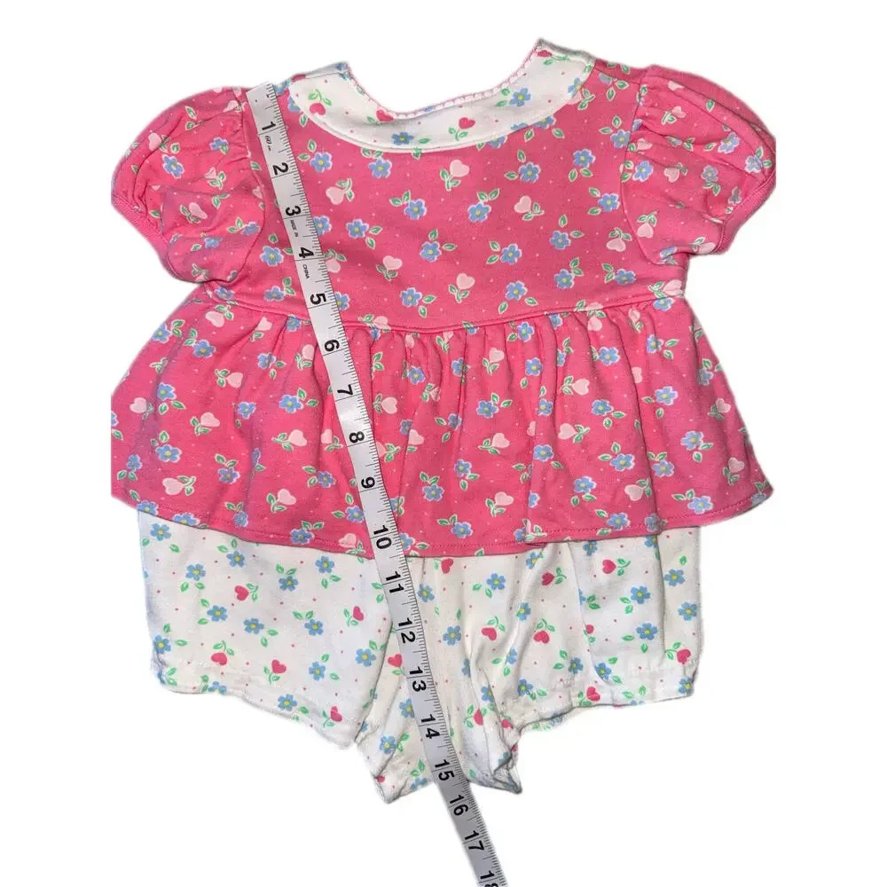 Vintage OshKosh (Baby B’Gosh) Pink and White Floral Romper Size 3-6 Months